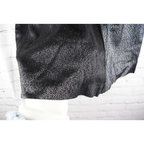 Vince Designer Black Shimmery Metallic Pleated Mini Skirt w/ Pockets Size 12 - Picture 4 of 10